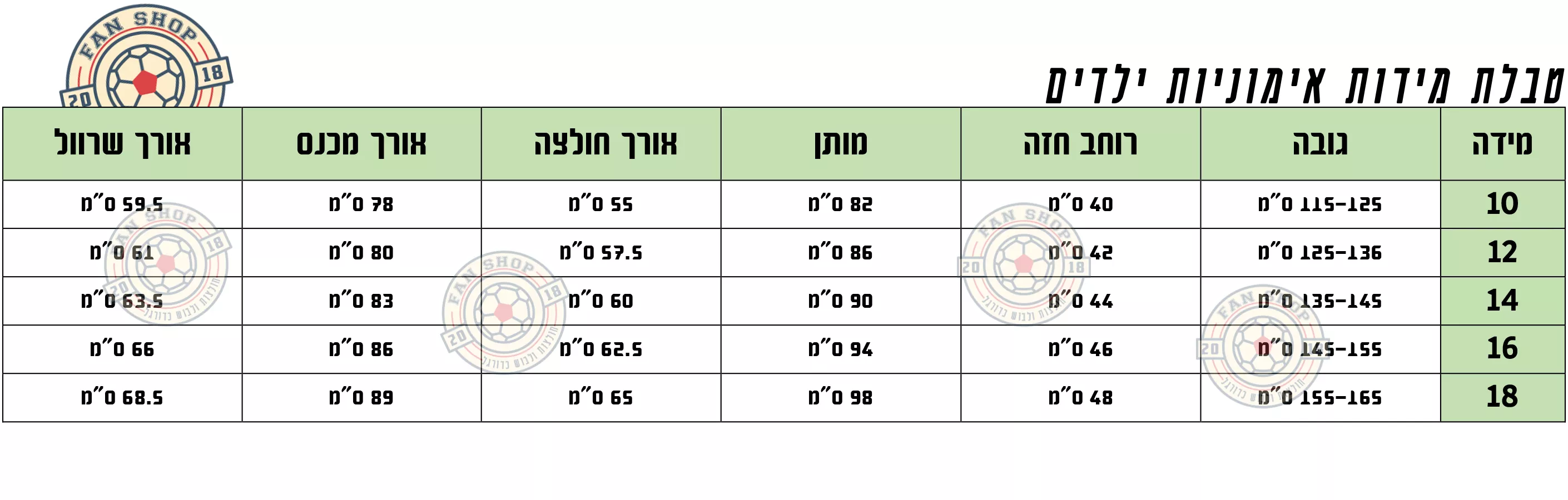 Kids T Size Chart 2021